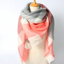 Za Christmas Scarf Winter Brand Neck Warmer Houndstooth Cashmere Tartan Plaid Double Side Blanket Scarf Shawl