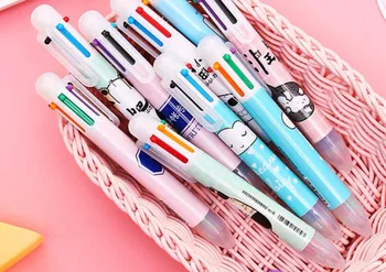 

hand account pen fat cat Multicolor press ballpoint pen 6 in 1 color cute pen school prize gift student ballpoint pen 30pc/lot