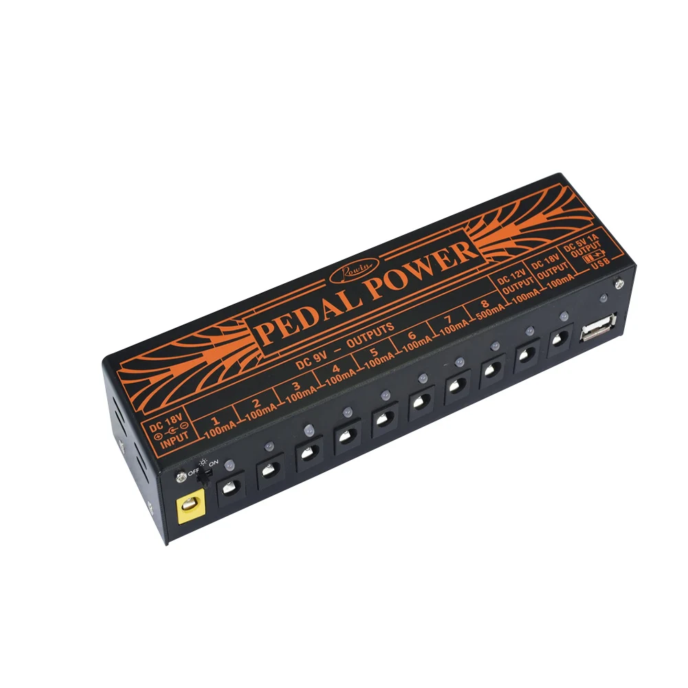 

For 9/12/18V Accessories 10 Isolated Output Tuner Guitar Effect Pedal Board Mini Portable Power Supply Musical Instruments