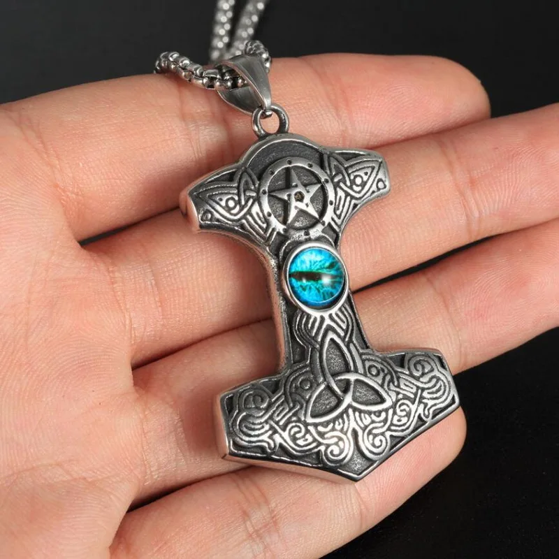 EDC инструмент из нержавеющей стали мужской кулон Quake Blue Eyestone винтажное ожерелье