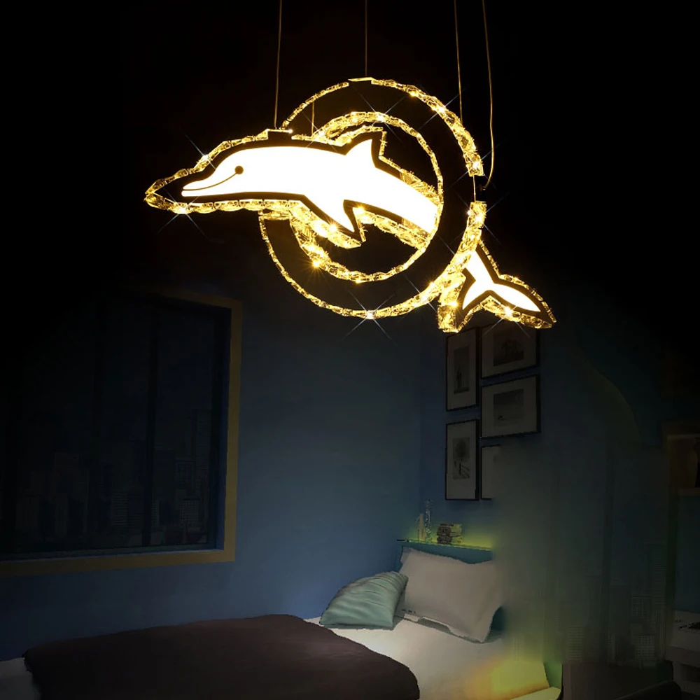LED Nordic Crystal Stainless steel Dolphin LED Lamp LED Light.Pendant Lights.Pendant Lamp.Pendant light For Dinning Room Foyer