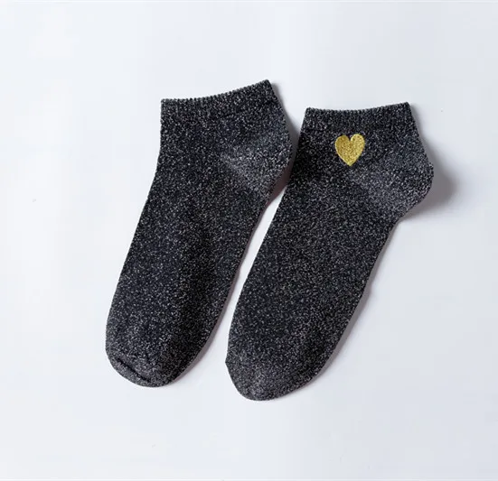 ARMKIN/модные женские носки в Корейском стиле; женские блестящие носки с узором в виде сердца; милые хлопковые носки в стиле Харадзюку; calcetines mujer; Веселые носки - Цвет: Deep Gray