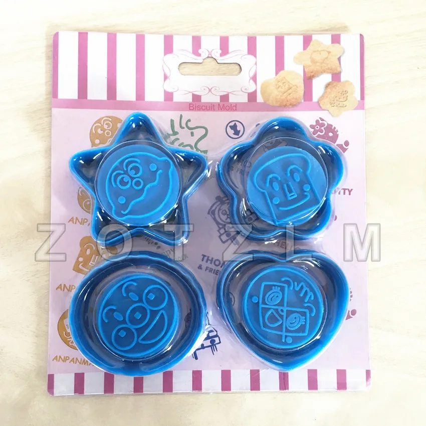 4 шт./лот мультфильм рисунок Anpanman пластиковые формы для печенья милые дети любовь