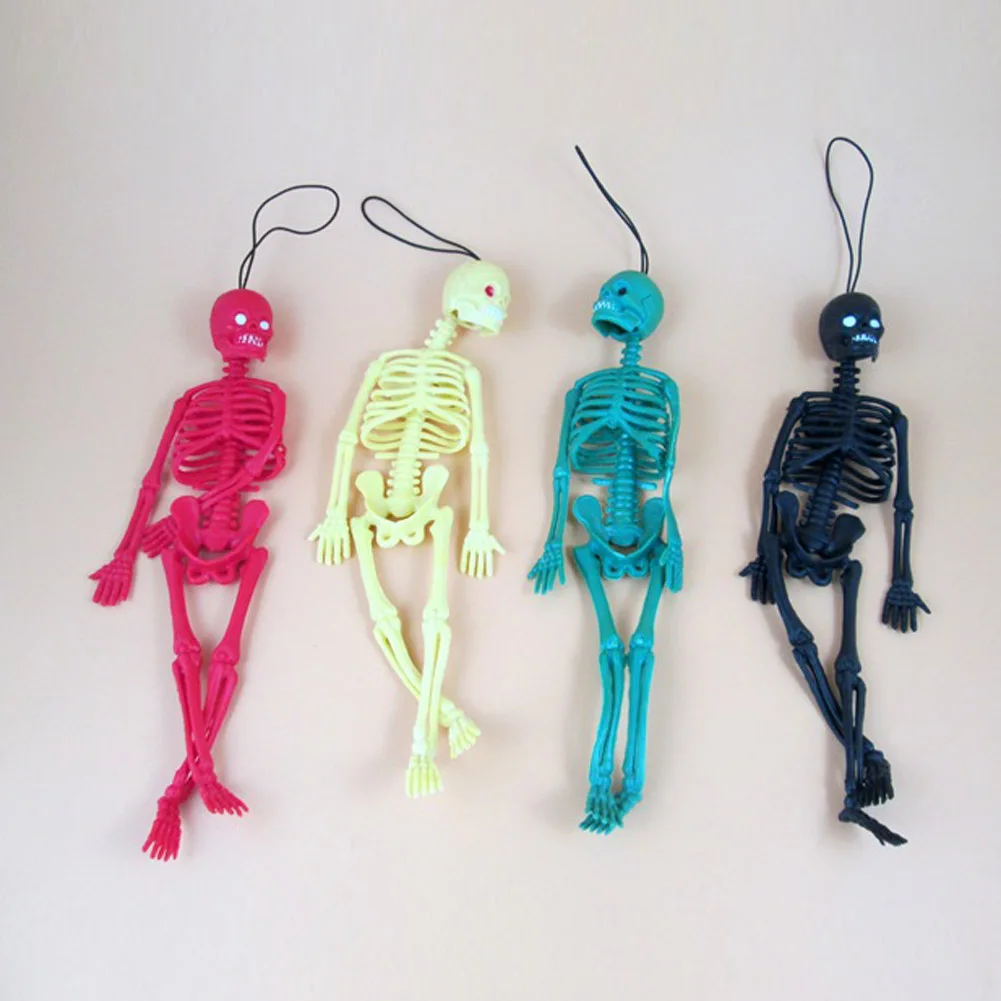 

zheFanku Funny Tricks Toy Replica Luminous Noctilucent Skull Skeleton Halloween model Game Keychain Decor Party Property Toys