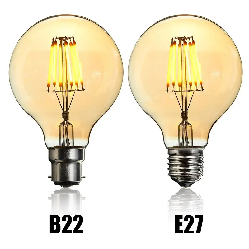 

Smuxi 220V LED Light Vintage Bulb E27 B22 G80 Dimmable 6W Retro Globe Light Lamp Filament Bulb for Home Bar Decor Lighting