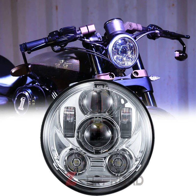 Motos аксессуары 5,7" Серебряное светодиодное освещение мотоцикла Замена фар с Hi/Lo луч лампы головной свет для