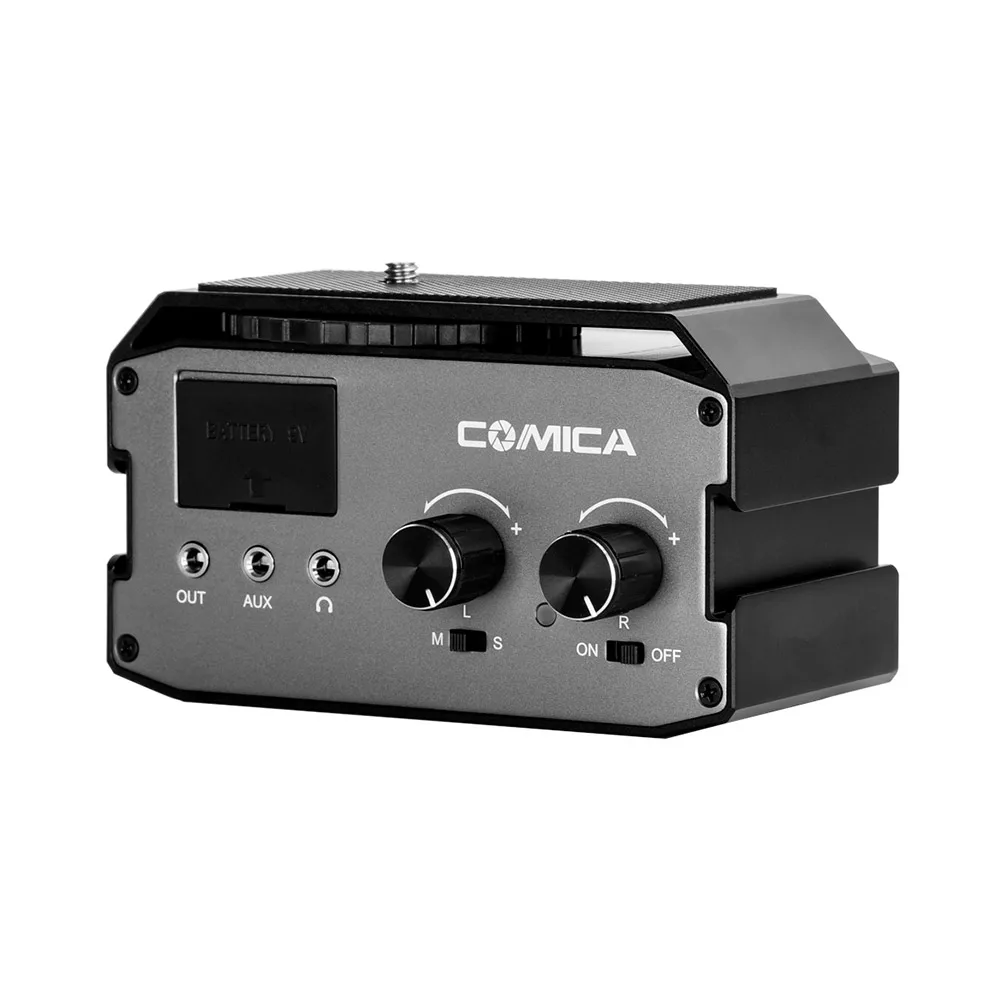 CoMica XLR Audio Mixer Adapter Dual XLR 3.5mm Mics Audio Mixer Microphone Real-time Monitoring for Canon Nikon Sony DSLR Camera