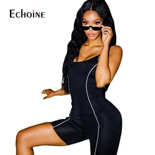 Sexy Reflective Striped Neon High elastic Playsuit Women Summer Clothes Backless Body Overalls One Piece Rompers Jumpsuit Shorts