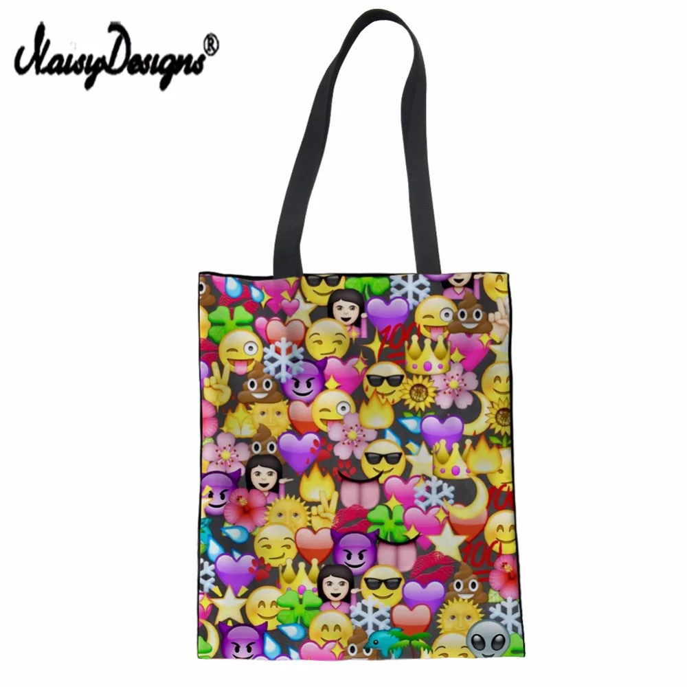 

Emoji Face Tote Bag Foldable Reusable Shopping Bag Large Capacity Grocery Shoulder Bags Eco-Friendly Shopping Handbag for Travel