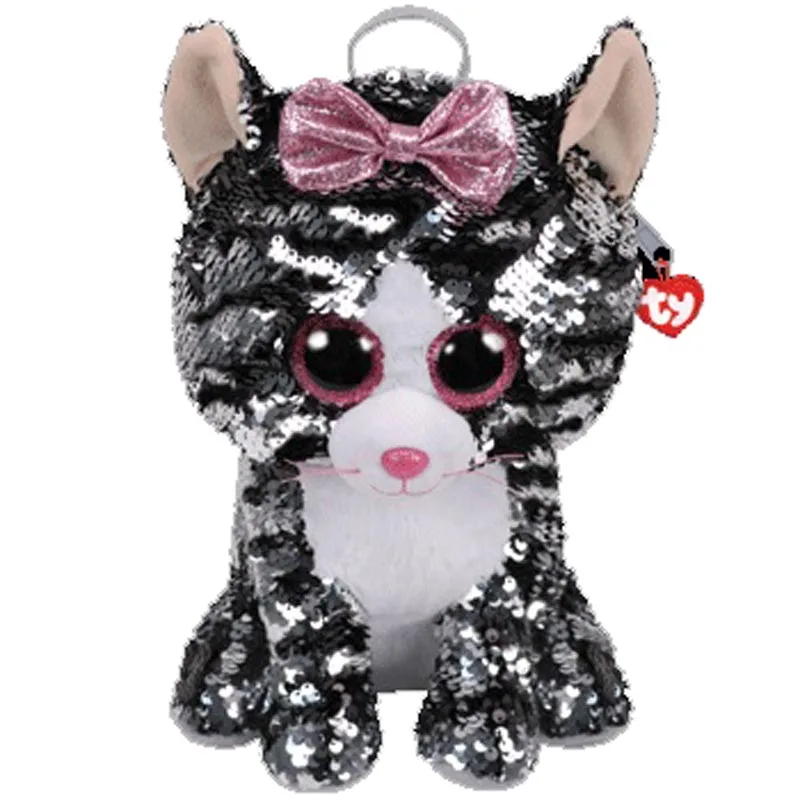 

Ty Beanie Sequin Backpack Kiki the Cat with Bow Plush Toys 33cm Lar Size