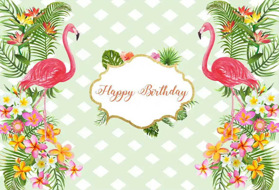 Laeacco с днем рождения тропические растения Фламинго фотографии фоны индивидуальные фотографические фоны для фотостудии - Цвет: NSW05070