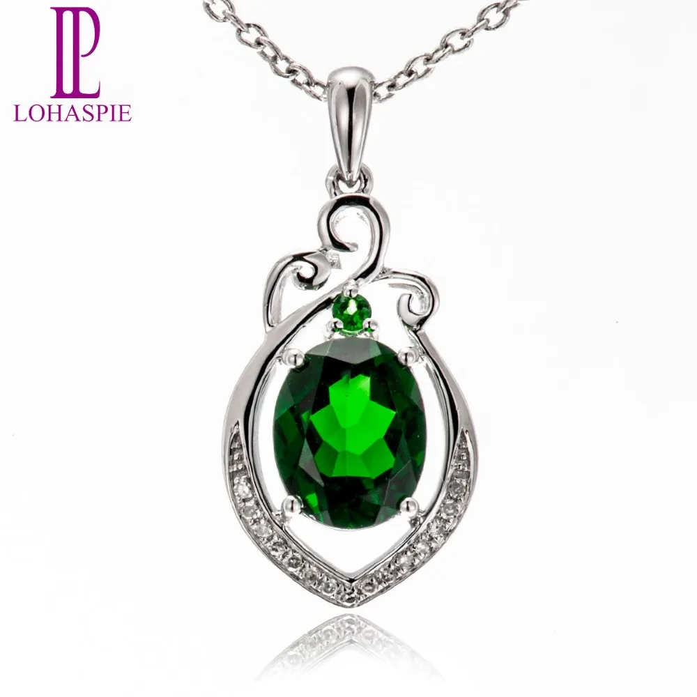 

LP Diamond-Jewelry Solid 18K White Gold 2.02ct Natural Gemstone Chrome Diopside Pendants Fine Jewelry For Women's Gift