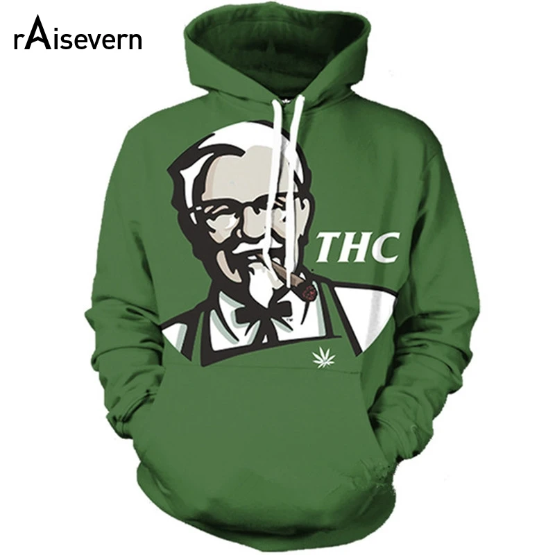  Raisevern Funny Grandpa 3D Hoodie THC Printed Green Hoodies Men Women Unisex Hip Hop Sweatshirts Ca