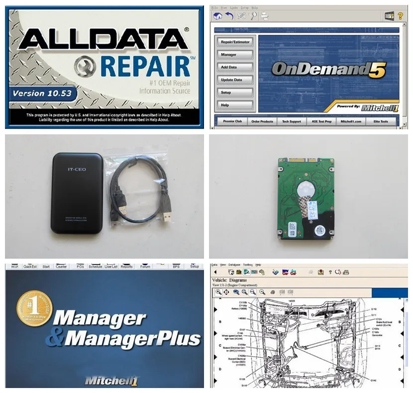 Alldata and Mitchell software auto repair software 1tb hdd