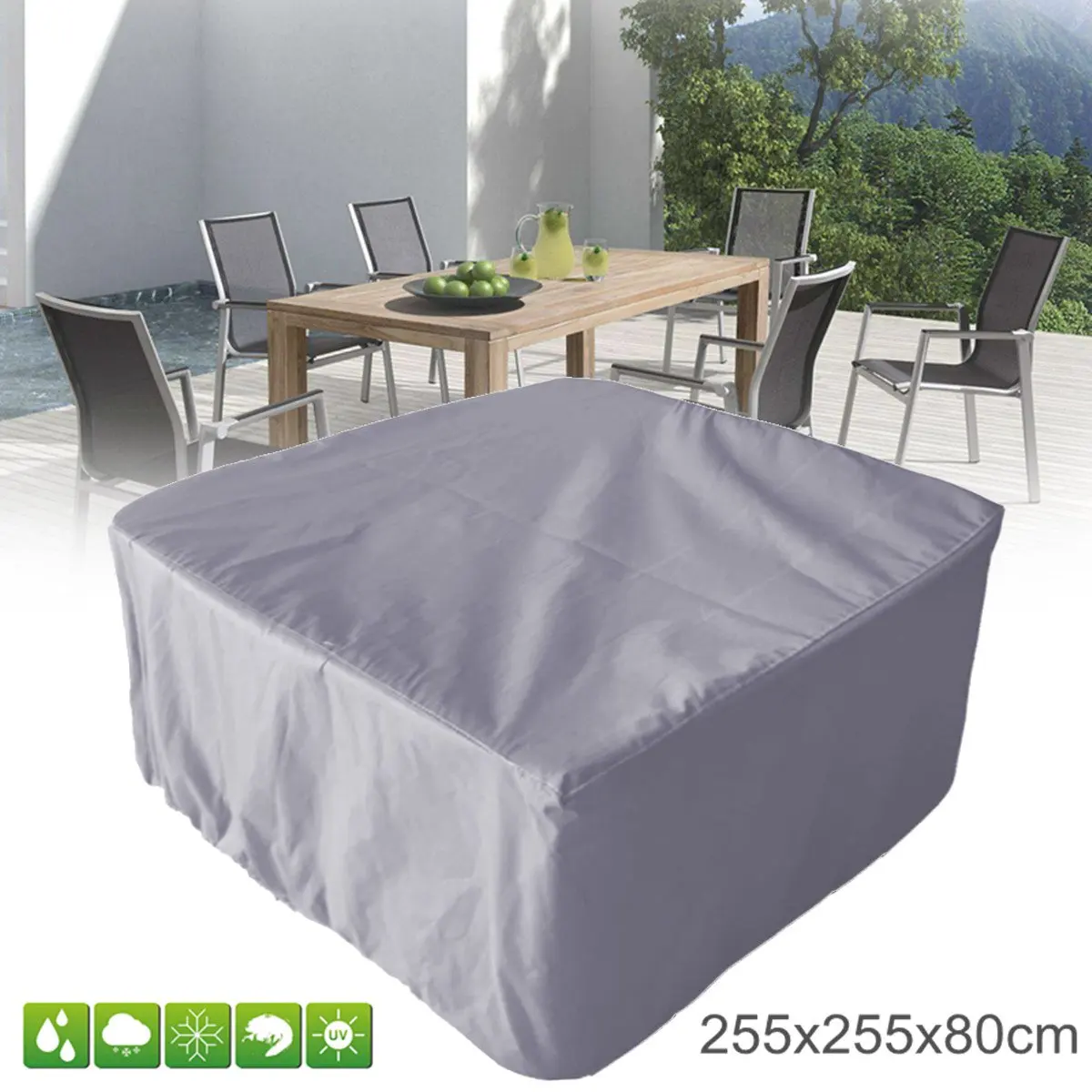 255x255x80 سنتيمتر حديقة ساحة طاولة فناء غطاء مقاوم للماء أثاث خارجي الغبار المأوى حماية ل أريكة الجدول كرسي الغبار واقية