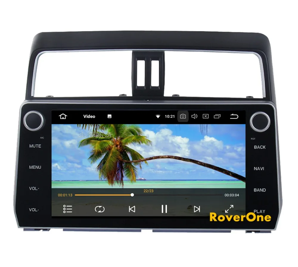 RoverOne автомобильный радиоприемник gps навигация для Toyota Prado Android 9,0 10,2 ''Восьмиядерный сенсорный мультимедийный плеер без DVD