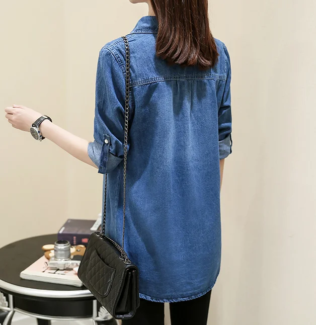  Jeans Shirts Tops Women 2020 Spring Vintage Female Cotton Jeans Blouses Chemise Femme Tunics Plus S