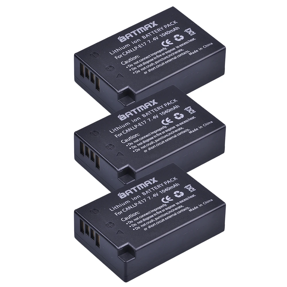 

3-Pack LP-E17 LPE17 LP E17 Rechargeable Battery for Canon For EOS M3 M5 750D 760D T6i T6s 800D 8000D Kiss X8i Cameras and more