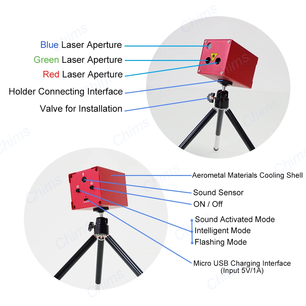 Chims mini iluminação a laser portátil sem