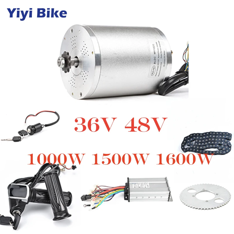 Perfect 36V 48V Electric Bike Conversion Kit 1000W DC Brushless Motor 12mosfet bldc Controller With LCD Twist Throttle Chain Accessories 0