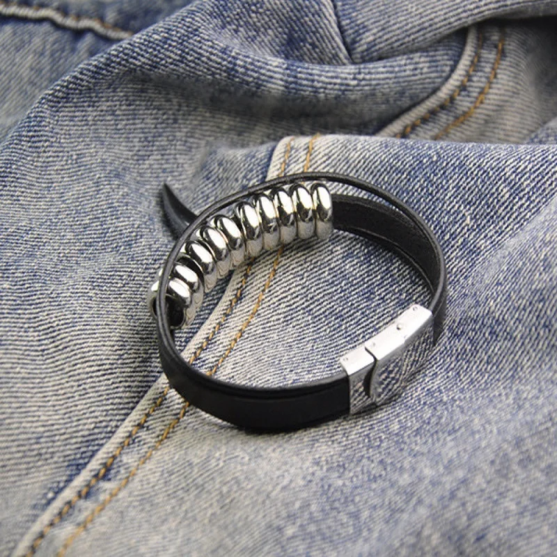 Мужской винтажный браслет из натуральной кожи|bracelet wholesaler|jewelry europeanbracelet bluetooth |