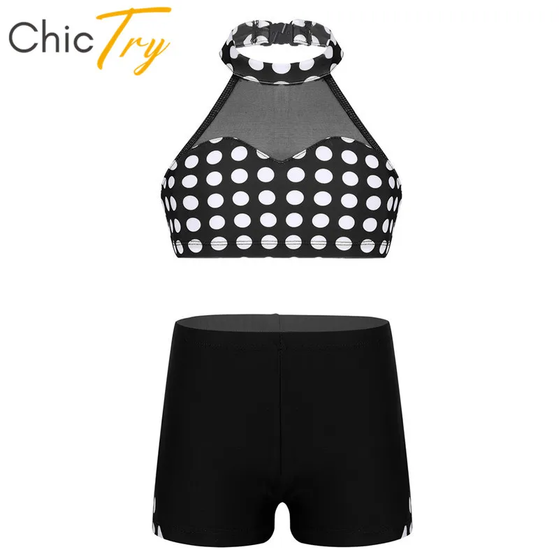 CHICTRY Children Girls 2 Piece Athletic Leggings with Crop Tops Outfits Sets for Gymnastics Sports Workout