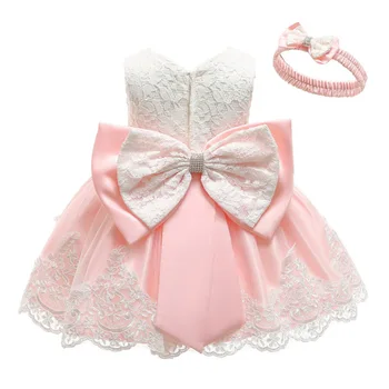 

Baby Girls Embroidered Elegant Clothing Flower Girls Wedding Evening Party Dress Half Sleeve Bow Princess Tutu Dress 3 12 24 Mon