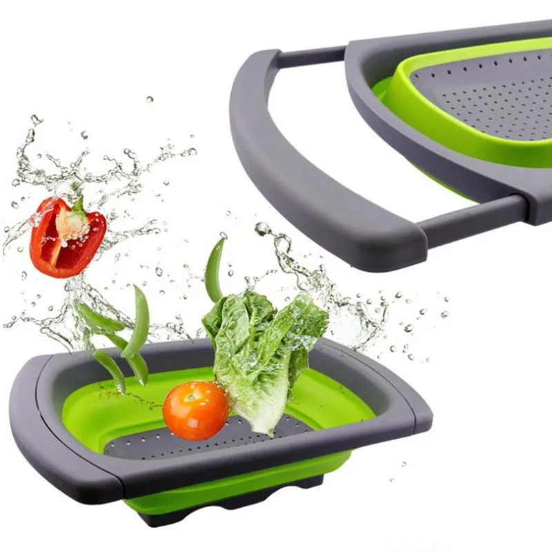 Две формы набор складной кухонный дуршлаг для фруктов и овощей Слив Корзина для мытья пластиковая сливная корзина для овощей