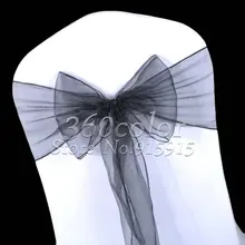 100 шт. Черный Sheer органзы Председатель Пояса Лук Обложка Свадебные вечерние украшения