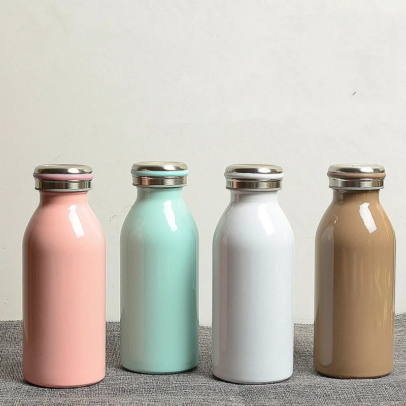 Bpa خالية معزول 350 مللي 5 ألوان الحليب فراغ قوارير 304 ترمس من الفولاذ المقاوم للصدأ كوب زجاجة مياه رياضية السفر حرارية القدح Bpa خالية معزول 350 مللي 5 ألوان الحليب فراغ قوارير 304 ترمس من الفولاذ المقاوم للصدأ كوب زجاجة مياه رياضية السفر حرارية القدح