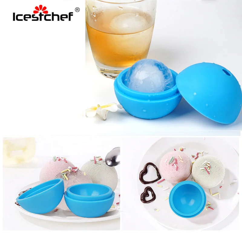 

ICESTCHEF 1Pcs Round Ice Cube Ball Molds Dia 6Cm Silicone Ice Mold Ball Maker Big Sphere Cube Ball Form For Ice Cream Maker
