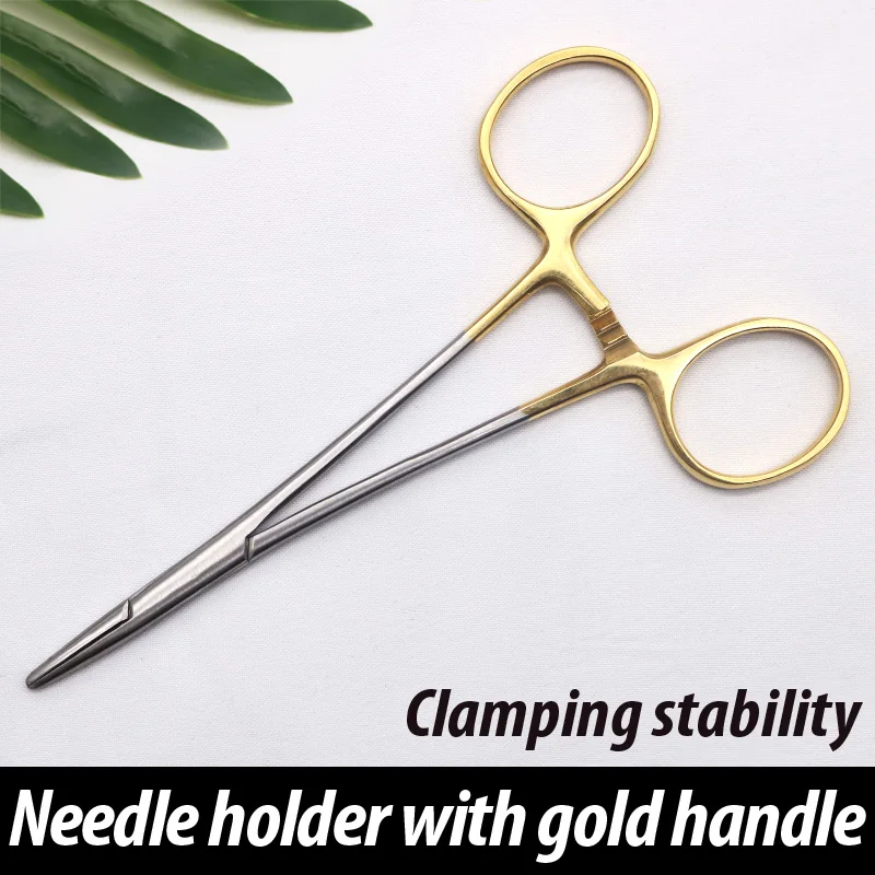 

Needle holder with gold handle binocular wallet cosmetic plastic embedding double eyelid tool needle holder in hospital