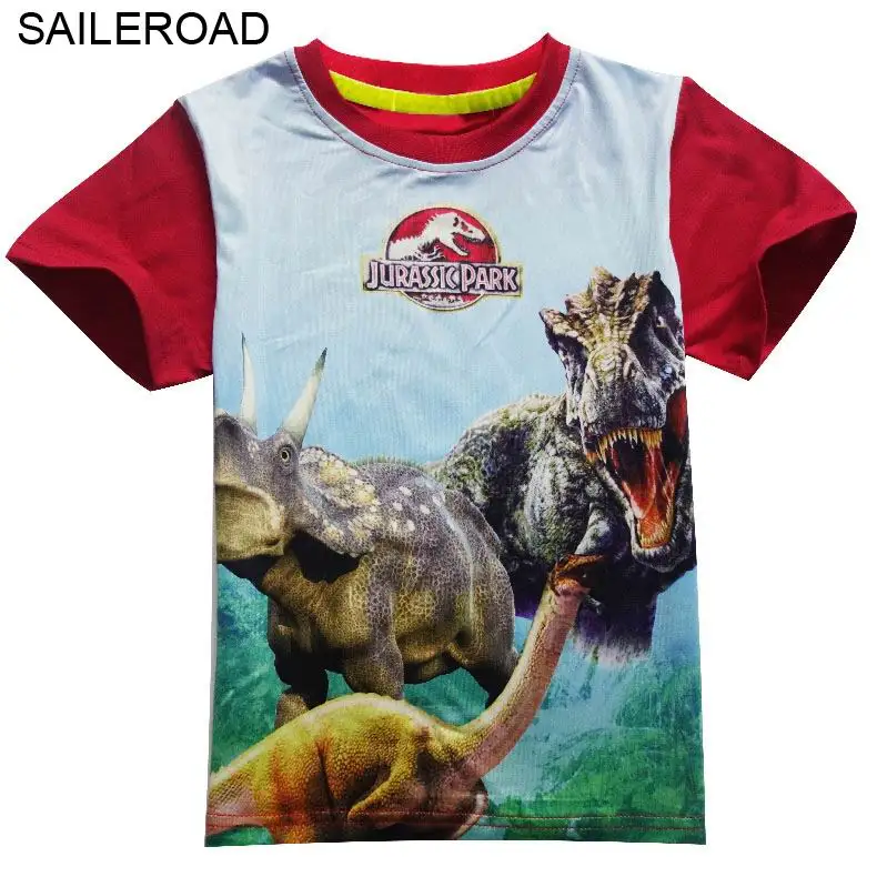 SAILEROAD 4-9age Динозавр Печати Pattern Дети Мальчик Футболка Лето Детские Дети Мальчики Топы Футболки Для Мальчиков Одежда Одежда