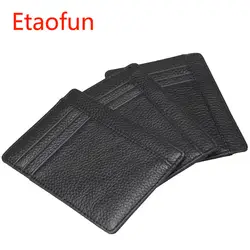 Etaofun модный бренд Мужская 100% натуральная кожа ID Card Holder для банковских карт бизнес ретро черные карты крышка Мини Летний чехол