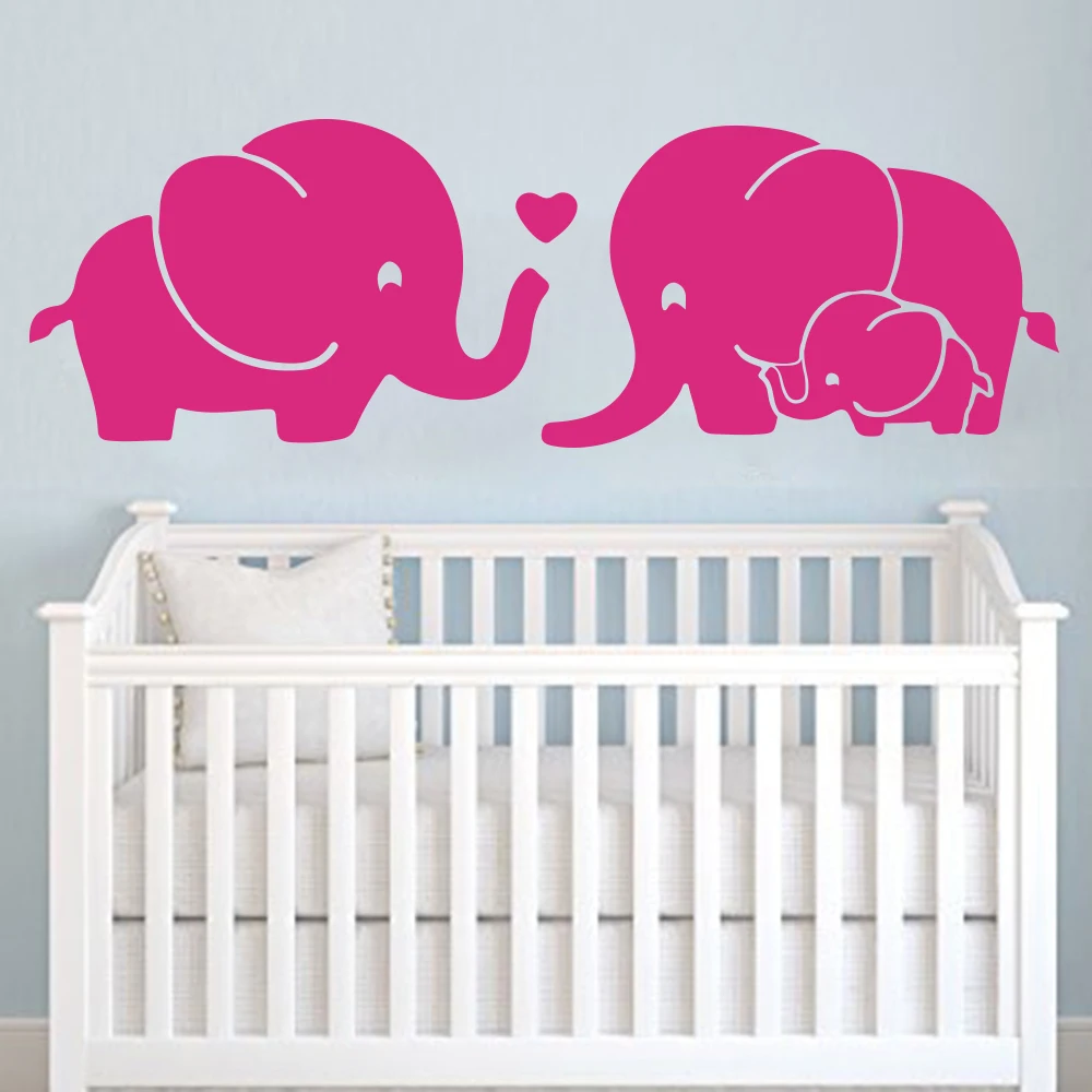 Cartoon Family Elephant Wall Sticker Baby Nursery Bedroom Cute