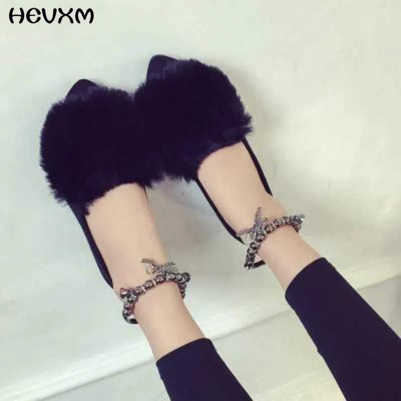 

HEVXM 2017 Korean version new Maomao single shoes rabbit shallow mouth casual flat shoes bow bowls women's shoes free shipping