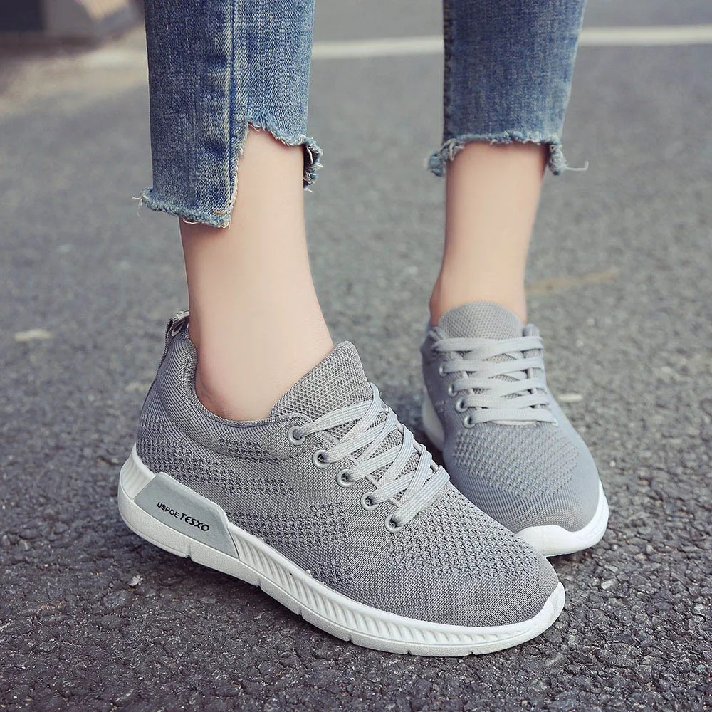 Style Mesh Noir Mode Top Courir Chaussures rouge De Femme rose Air Femmes Respirant gris Voyage Plein Plat Baskets Sport Solide Haute qZ1Tt