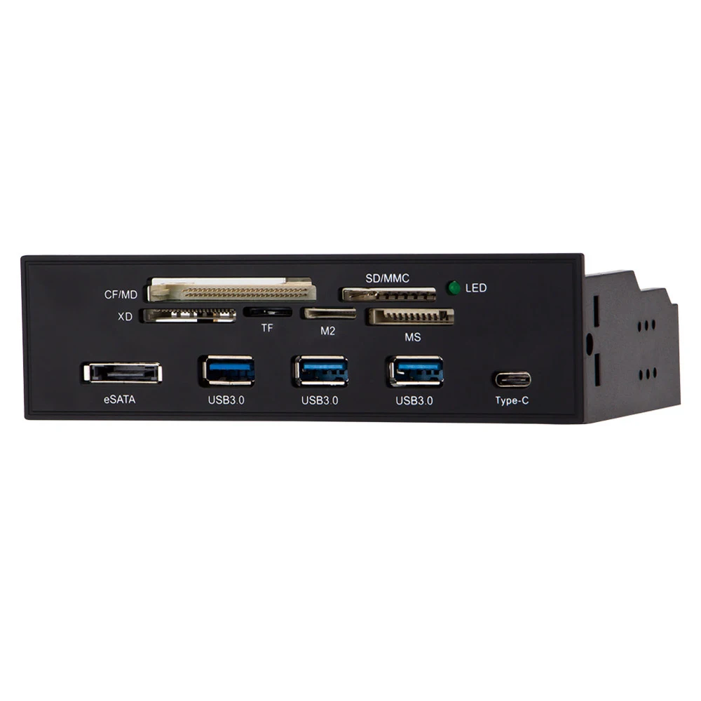 Leitor de Cartão 2.0 do Painel Frontal do Computador do pc com 3 Leitor de 64g En-labs Portas Tipo-c Esata md sd - Mmc xd tf m2 ms cf 5.25 Usb Usb3.0 - Imagem 3