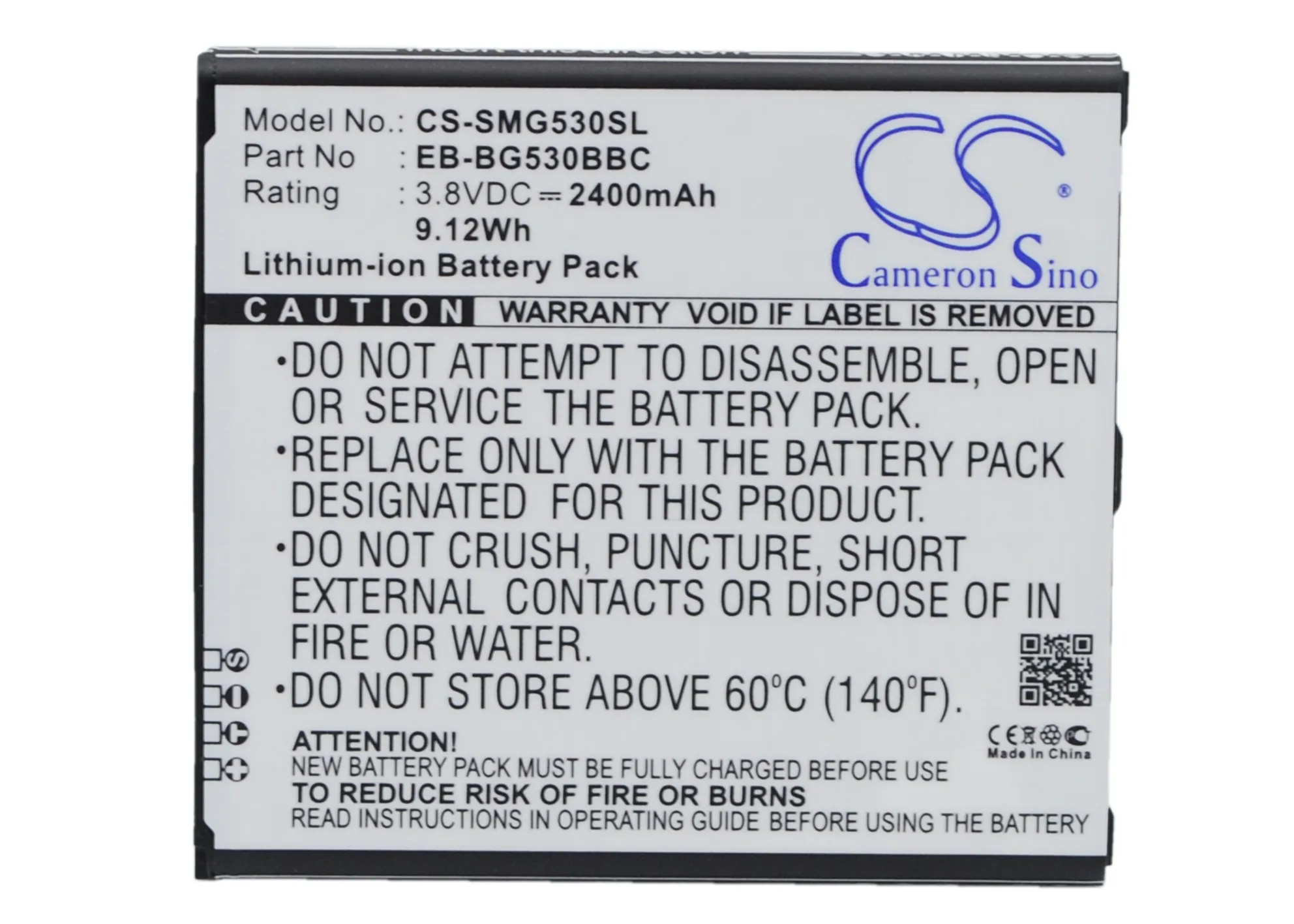 

Cameron Sino 2400mAh Battery EB-BG530BBC for Samsung Galaxy J3 2016, Galaxy J5,531H,G5306W,G5308,G5309,G530H,G530Y,G531F,G531H