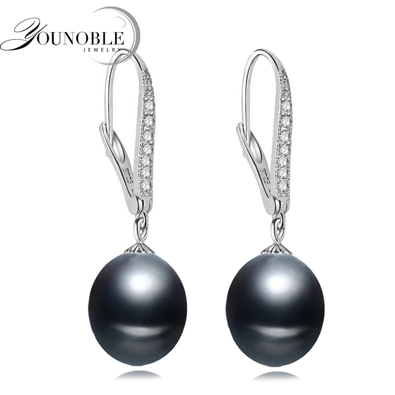 Beautiful freshwater pearl earrings for women,real wedding white natural drop pearl earrings 925 silver fine jewelry