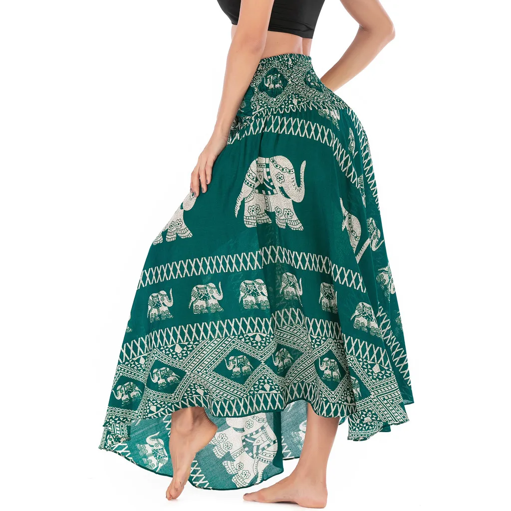 Длинная юбка, юбка из тюля юбки, женские Юпи женские юбки в стиле хиппи бохо Gypsy Бохо цветы эластичный Цветочный Пояс юбка Z4
