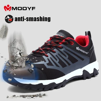 

Men's Safety Shoes Steel Toe Construction Protective Footwear Lightweight Shockproof Work Sneaker Shoes Reflective For Men