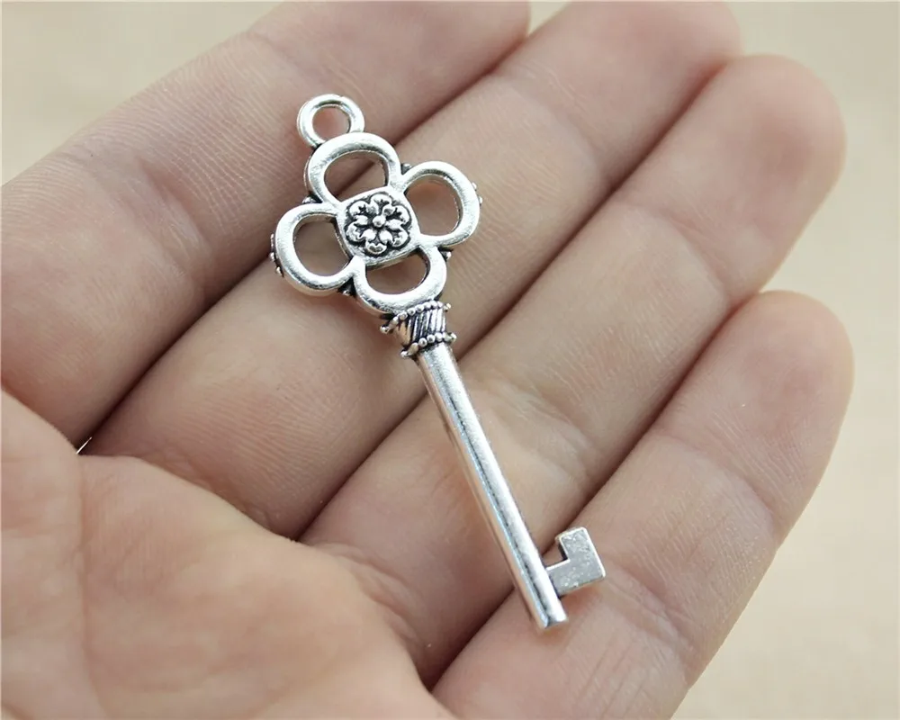 Buy WYSIWYG 4pcs 53x20mm Antique Silver Key Charms