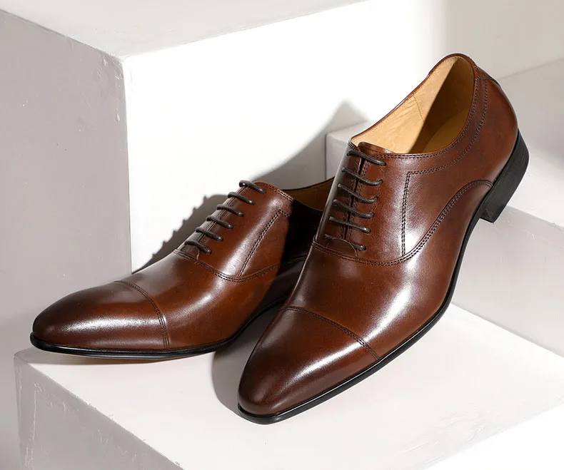 QYFCIOUFU/итальянская брендовая деловая модельная обувь из натуральной кожи; мужские туфли-оксфорды из коровьей кожи на шнуровке в стиле ретро; мужская обувь на плоской подошве