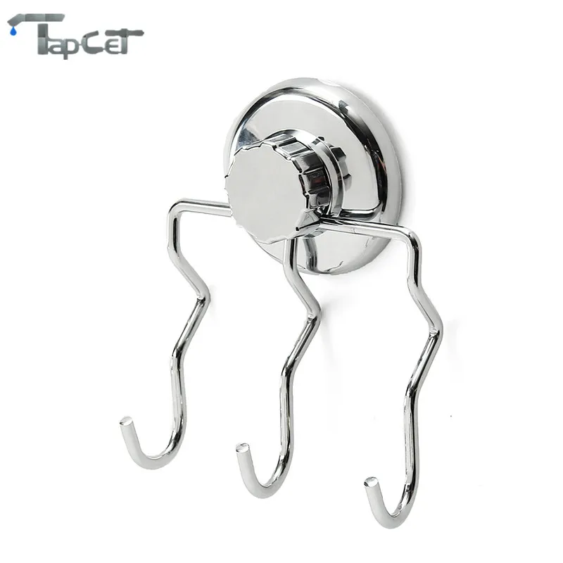 TAPCET Bathroom Kitchen Stainless Steel Robe Hook 2/3/4/5 Hooks Removable Strong Vacuum Suction Cup Hanger Robe Towel Hooks