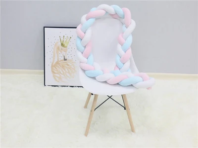 White Pink Blue 1.5M BBSONG 1 м/1,5 м детская кроватка, бампер, длина, для новорожденных, для кроватки, чистый ткачество, плюш, nody, узел, мягкий коврик, защитная кроватка, бамперы - Цвет: White Pink Blue 1.5M