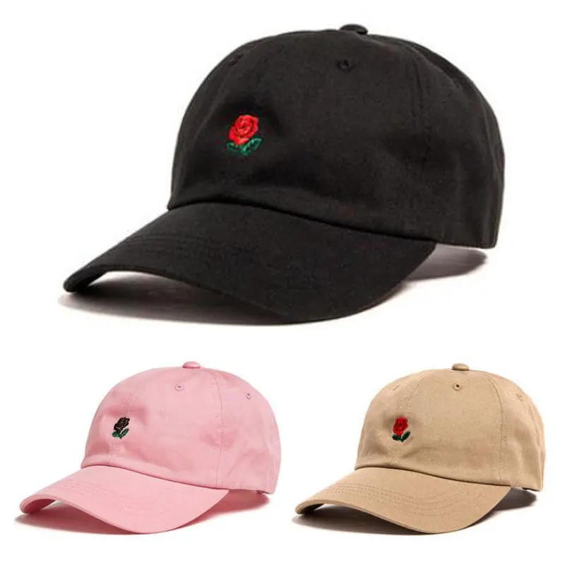Новинка 100% хлопок роза шапка с вышивкой Черный Розовый бейсбол кепки Snapback хип хоп