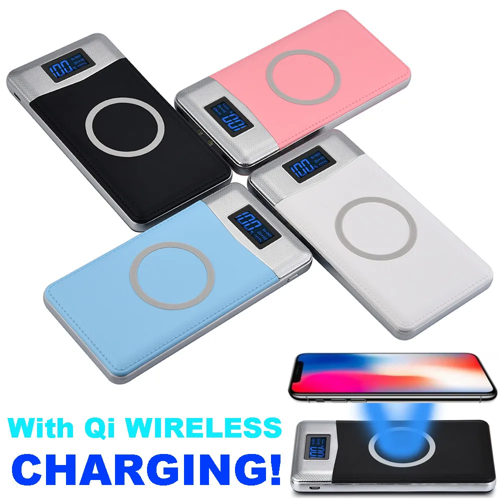 

10000Amh Caricatore Senza Fili Portatile 2 USB Power Bank Wireless Charging Pad 2 USB LCD LED Portable Battery Charger