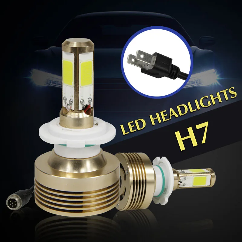2pcs LED H7 Lamp Car Lights COB Headlight Bulbs 12V 72W 8000LM 6000K