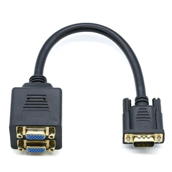 

1PC VGA Splitter Cable of Male to Female VGA to Dual 2 VGA Converter Adapter Splitter Y Video Cable for Computer Monitor